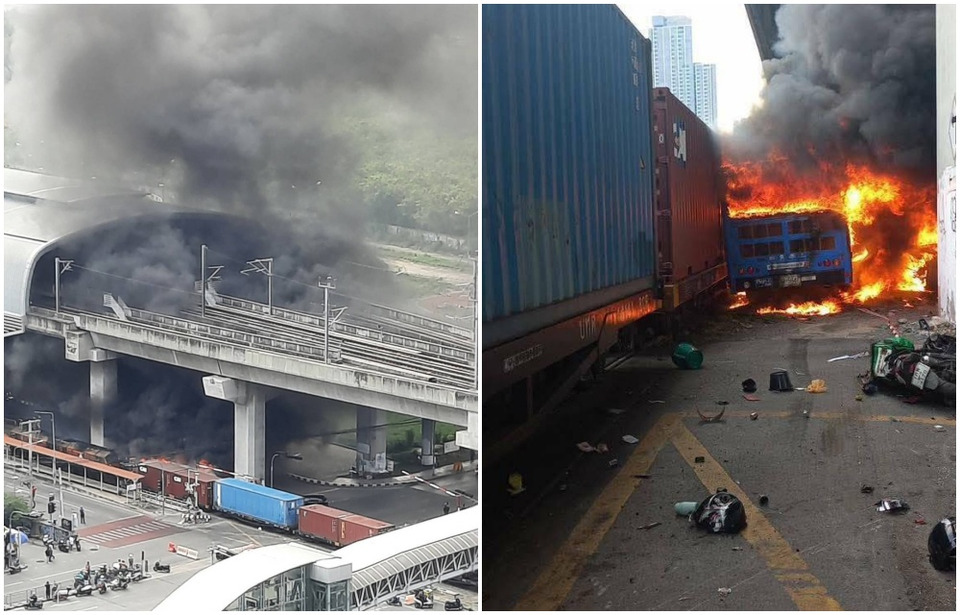 ด่วน! ยอดดับพุ่ง 8 ราย บาดเจ็บอื้อ "รถไฟ" ชนรถประจำทาง ไฟลุกท่วมวอดทั้งคัน ย่านอโศก-ดินแดง หน้าแอร์พอร์ตลิงก์มักกะสัน