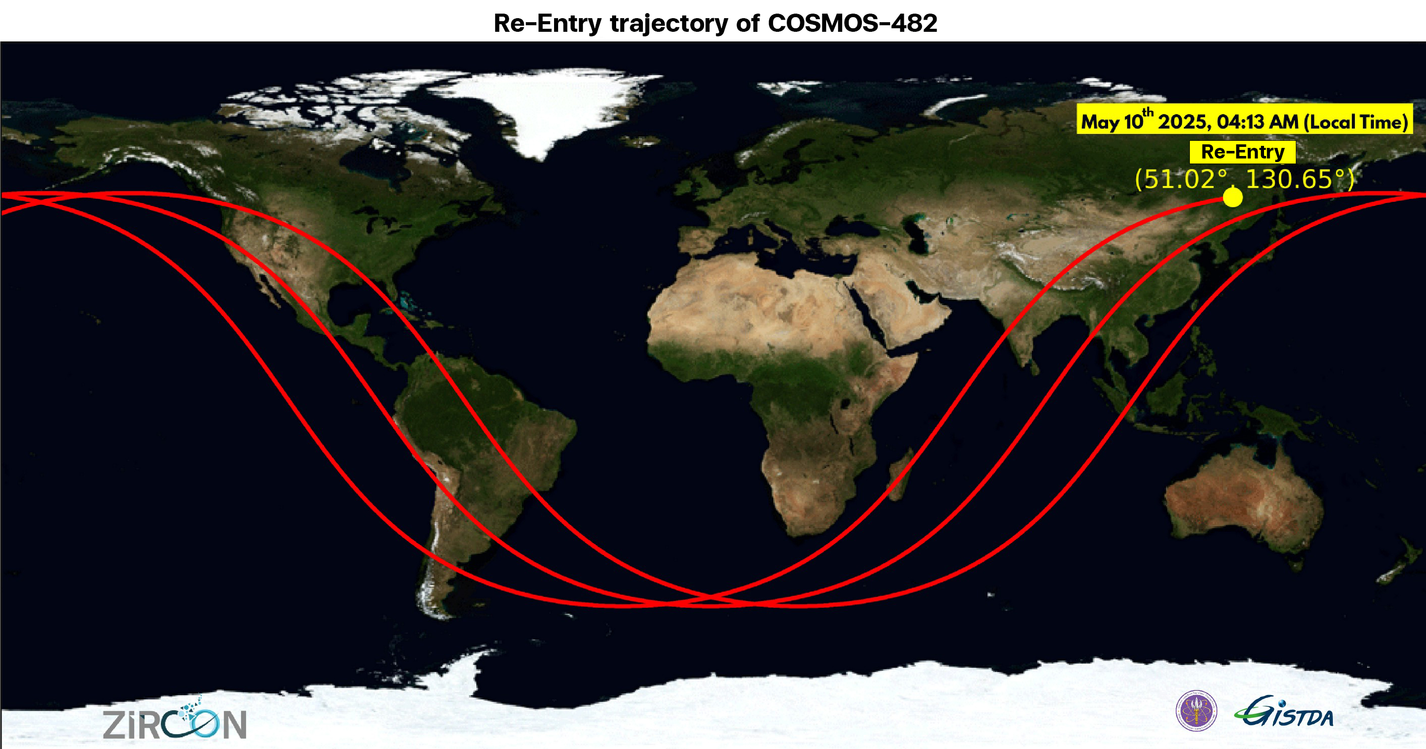 GISTDA อัปเดต!!! ชิ้นส่วนยานอวกาศ COSMOS 482 ตกสู่โลก
