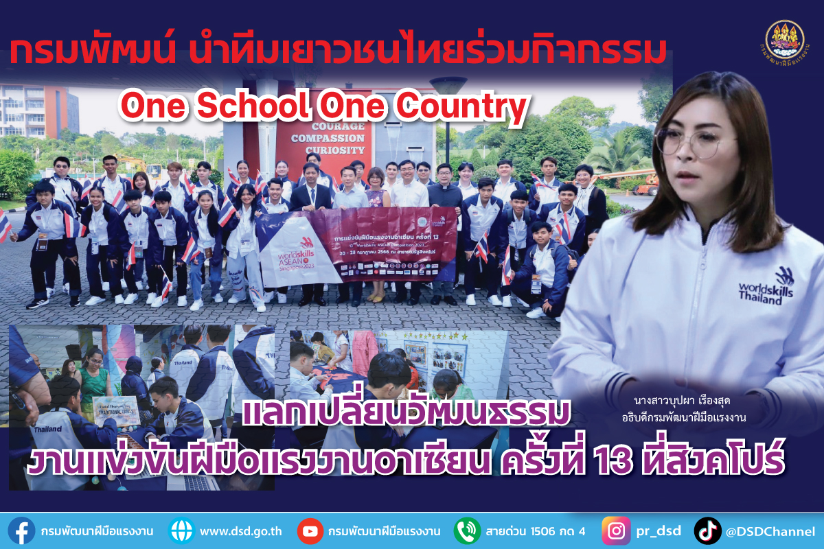ก.แรงงาน นำทีมเยาวชนไทยร่วมกิจกรรม One School One Country แลกเปลี่ยนวัฒนธรรมงานแข่งขันฝีมือแรงงานอาเซียน
