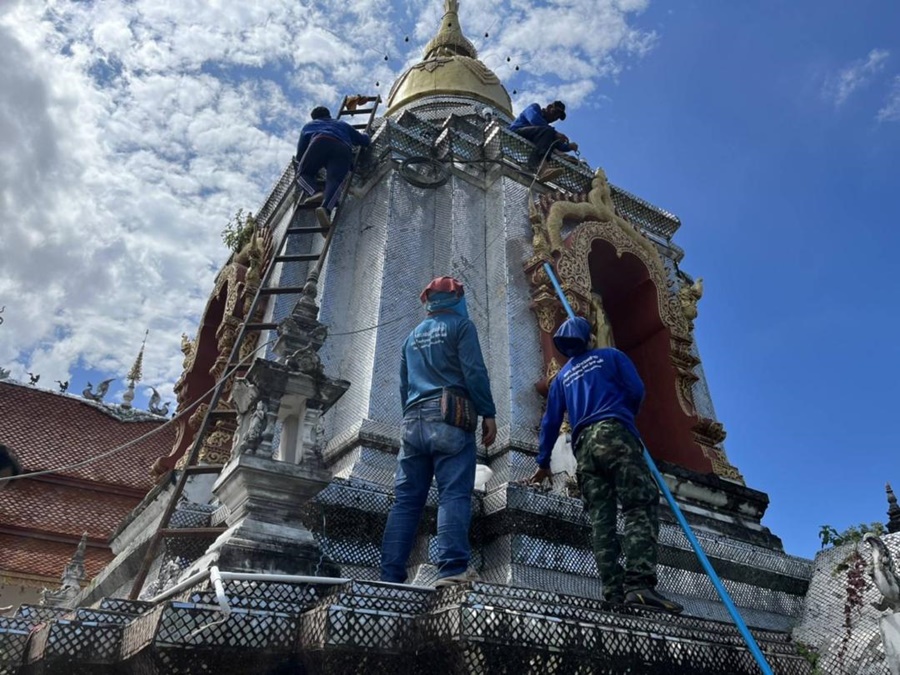 เร่งรัดดามเฝือกรอบองค์เจดีย์วัดหัวฝาย จ.เชียงใหม่ ป้องกันอันตรายอาจเกิดขึ้น