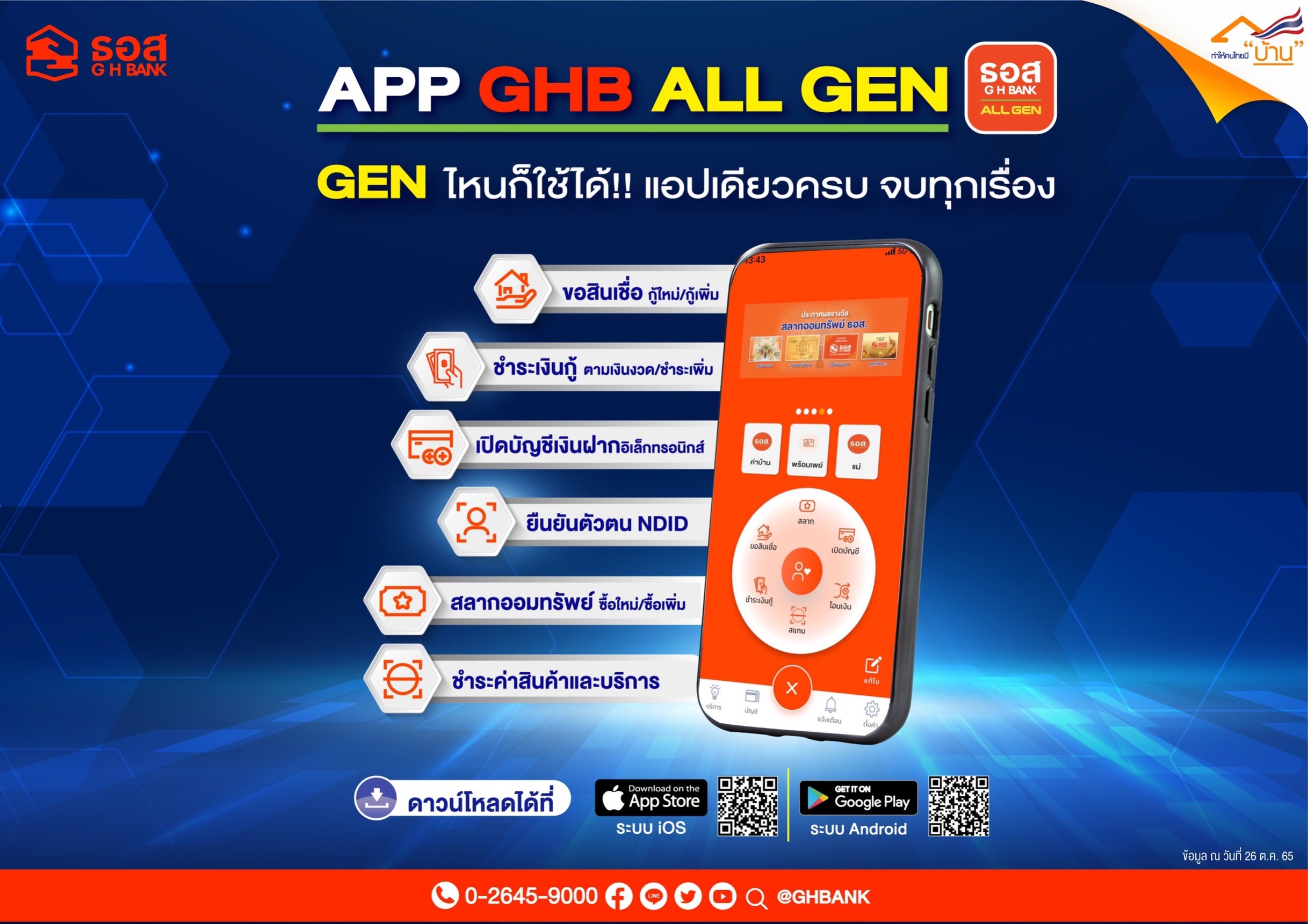 แอปเดียวครบจบทุกเรื่องกับ Application : GHB ALL GEN ธอส.ปรับโฉมแอปใหม่ ยกระดับการบริการด้านดิจิทัล ตอบโจทย์ลูกค้าทุกวัย 