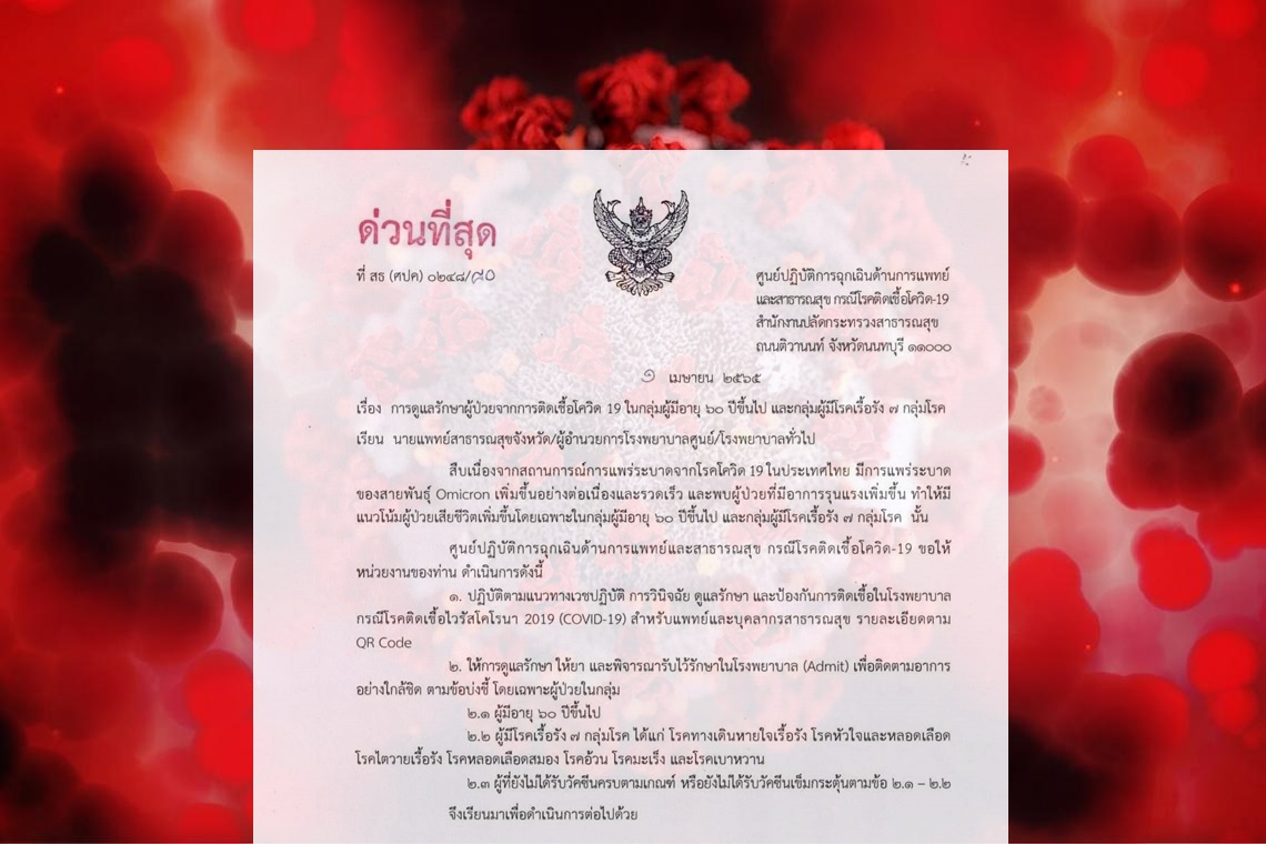 ปลัดสธ.เข้มการดูแลผู้ป่วยโควิด "กลุ่ม 60 ปีขึ้นไป - 7 กลุ่มโรคเรื้อรัง" หลังพบยอดพุ่ง