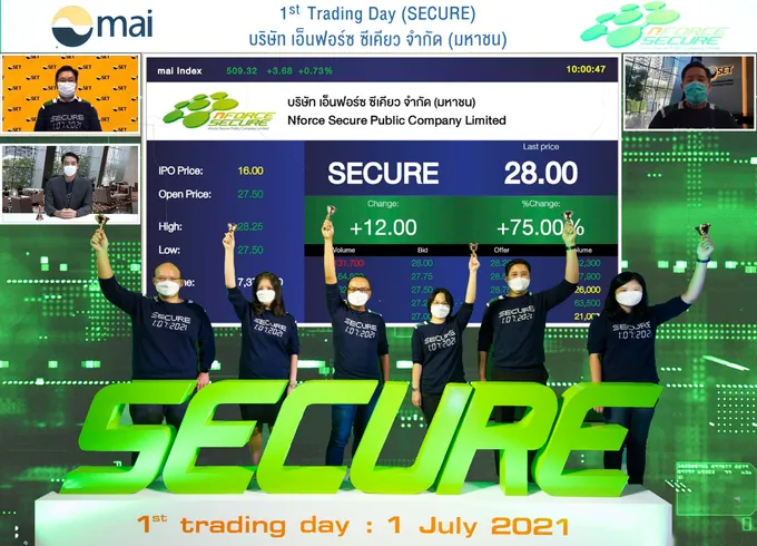 “SECURE” เปิดเทรดวันแรกพุ่งเหนือจอง 72% จากราคาไอพีโอ 16 บาท เดินหน้าสยายปีกธุรกิจ