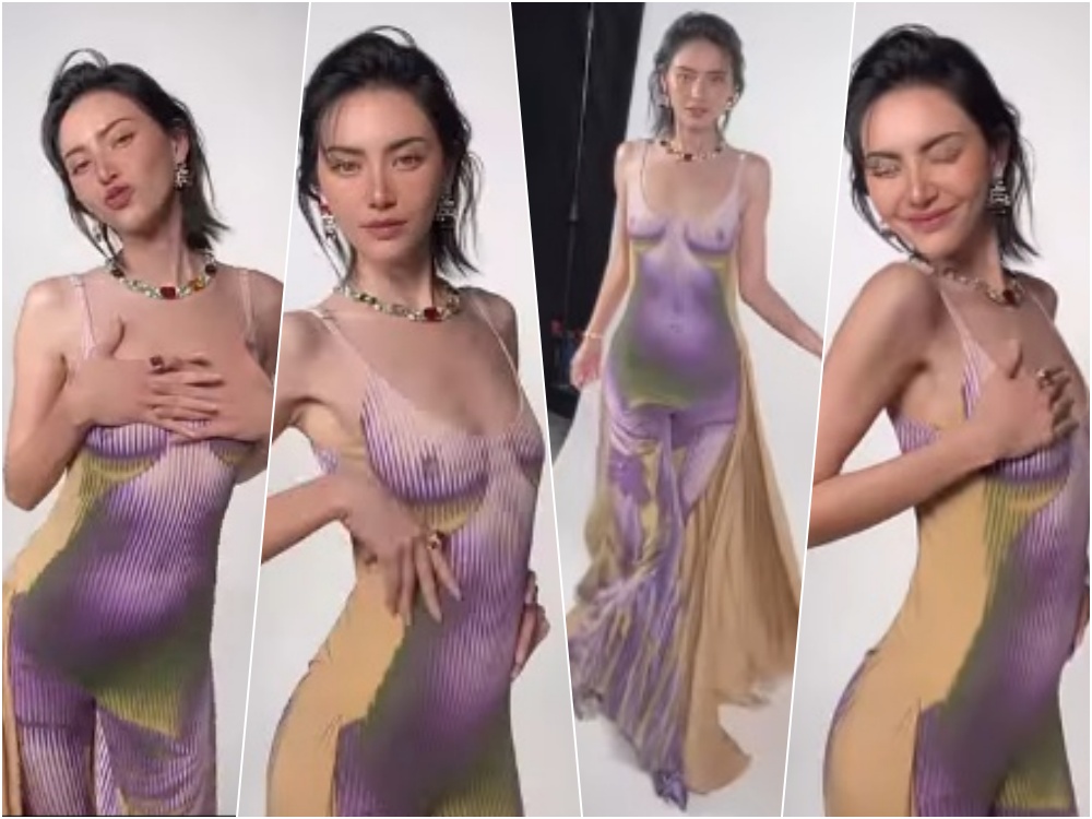 ไม่รู้จะโฟกัสอะไร!! "ใหม่ ดาวิกา" สวมชุดเดรสสีม่วงสุดแซ่บ