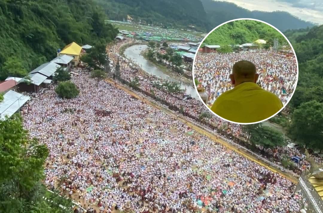 ศรัทธาเนืองแน่น! 'ครูบาบุญชุ่ม' แสดงธรรมครั้งแรกหลังออกจากถ้ำคนนับแสนนั่งฟัง