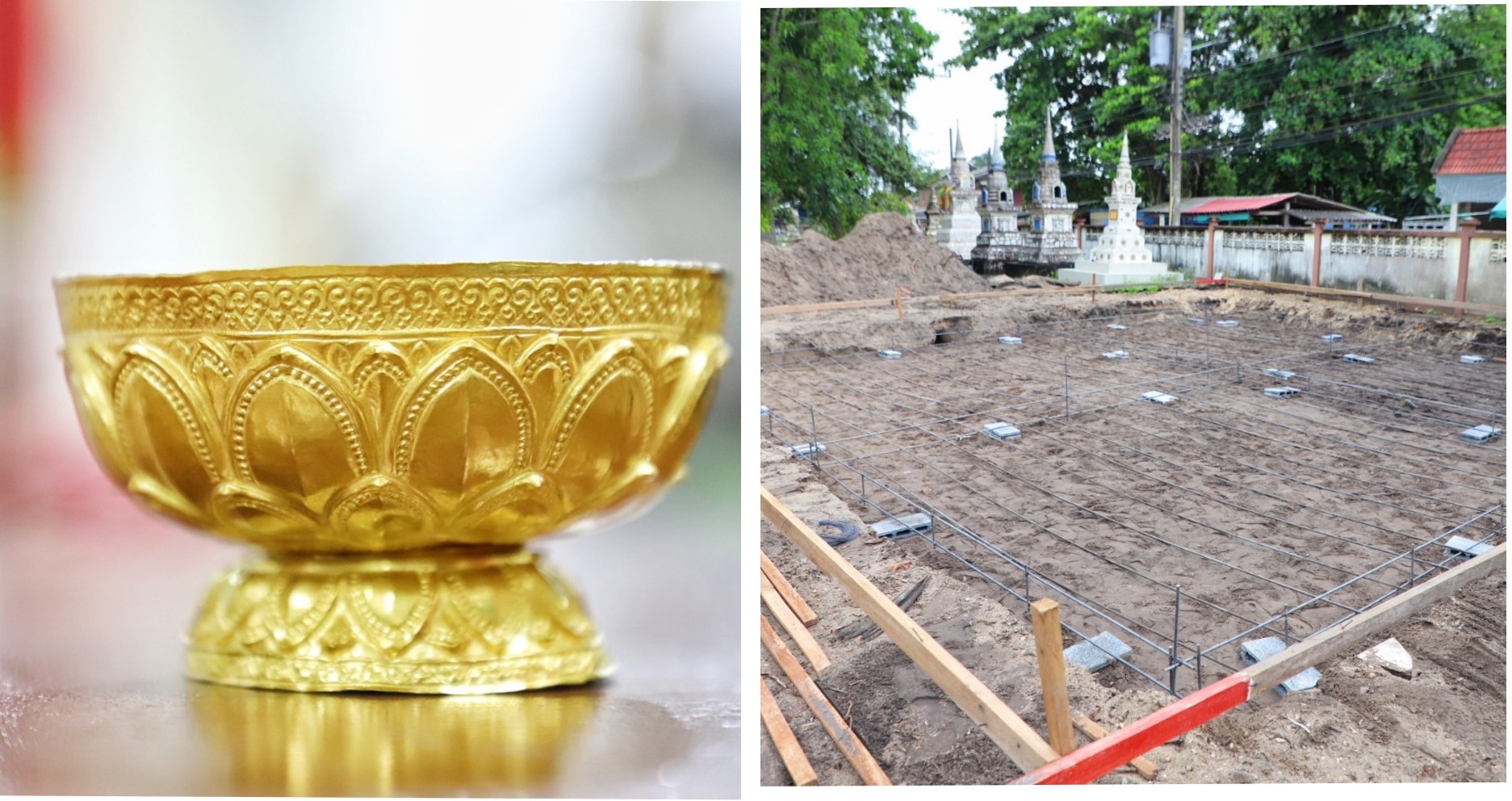 ผู้ว่าฯ สุราษฎร์ธานี ลงพื้นที่ตรวจสอบกรณีขุดพบ “พานทองคำ” ระหว่างปรับพื้นที่ก่อสร้างมณฑปในวัดโพธาราม