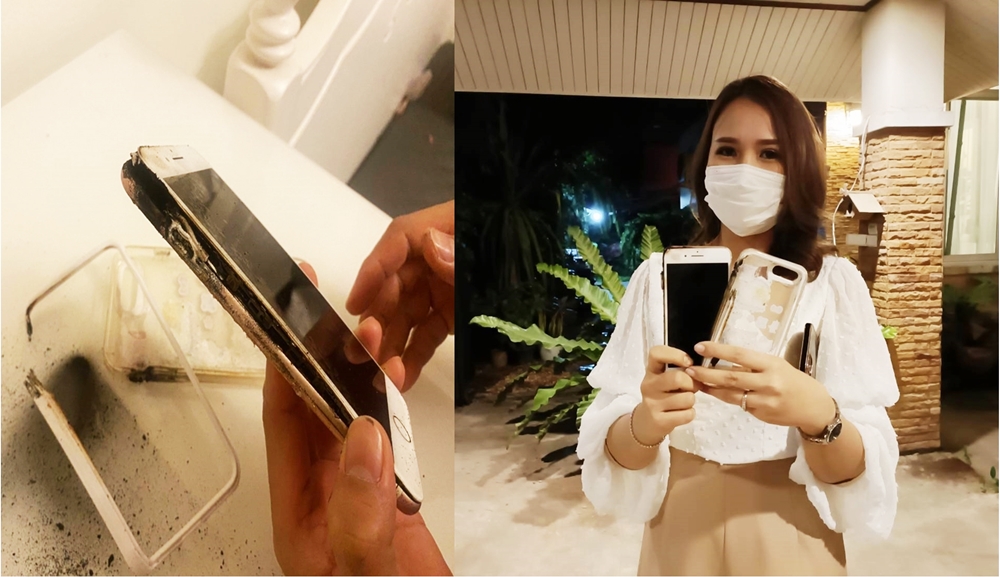 สาวเตือนภัยใกล้ตัว โทรศัพท์มือถือระเบิดกลางดึกทั้งๆ ที่ไม่ได้ชาร์จแบต
