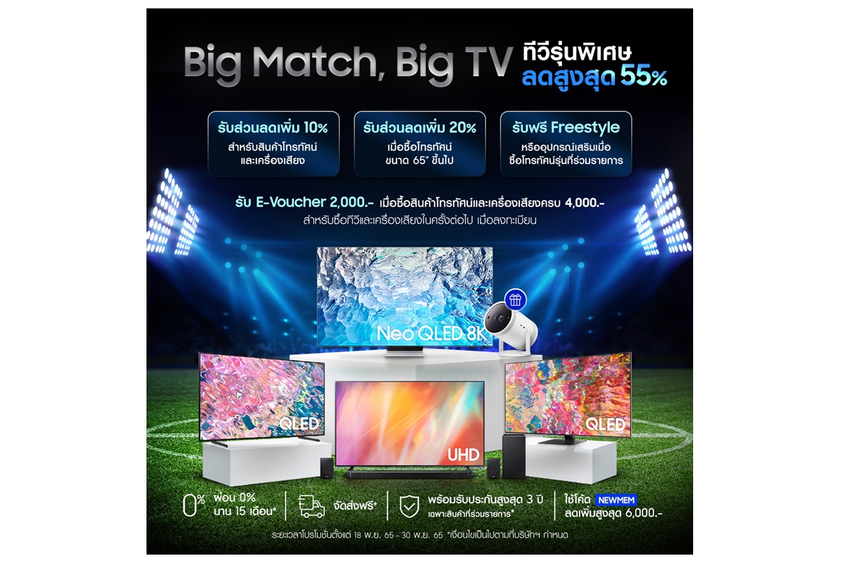 ซัมซุง ส่งโปรโมชั่นเด็ด BIG MATCH BIG TV ของขวัญเทศกาลชมเชียร์ฟุตบอลปลายปี