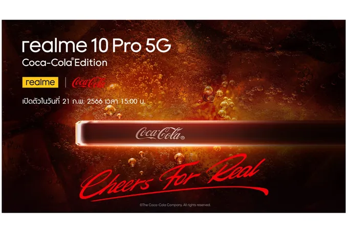 realme จ่อเปิดตัว realme 10 Pro 5G Coca-Cola® Edition สาวกในไทยเตรียมพบกันได้วันที่ 21 ก.พ.นี้