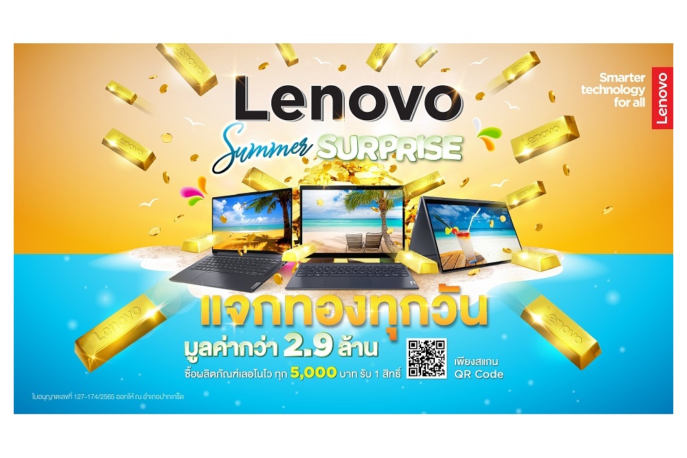 "เลอโนโว" เซอร์ไพรส์แรงรับ Summer แจกทองทุกวันกว่า 2.9 ล้านบาท