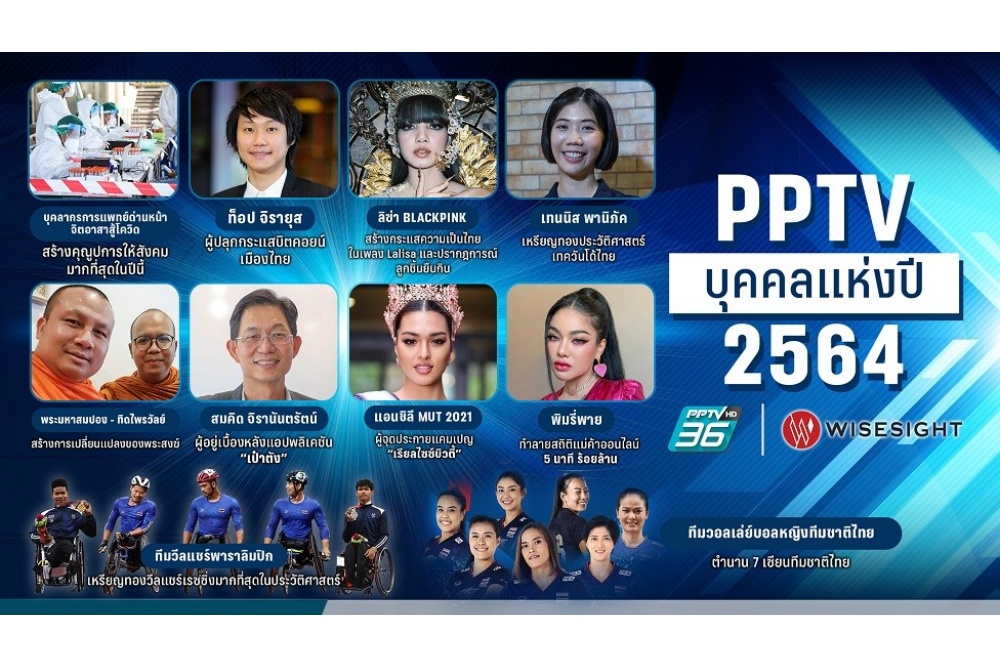พีพีทีวี ร่วมกับ ไวซ์ไซท์ เปิดโผ 10 รายชื่อ “พีพีทีวีบุคคลแห่งปี 2564”