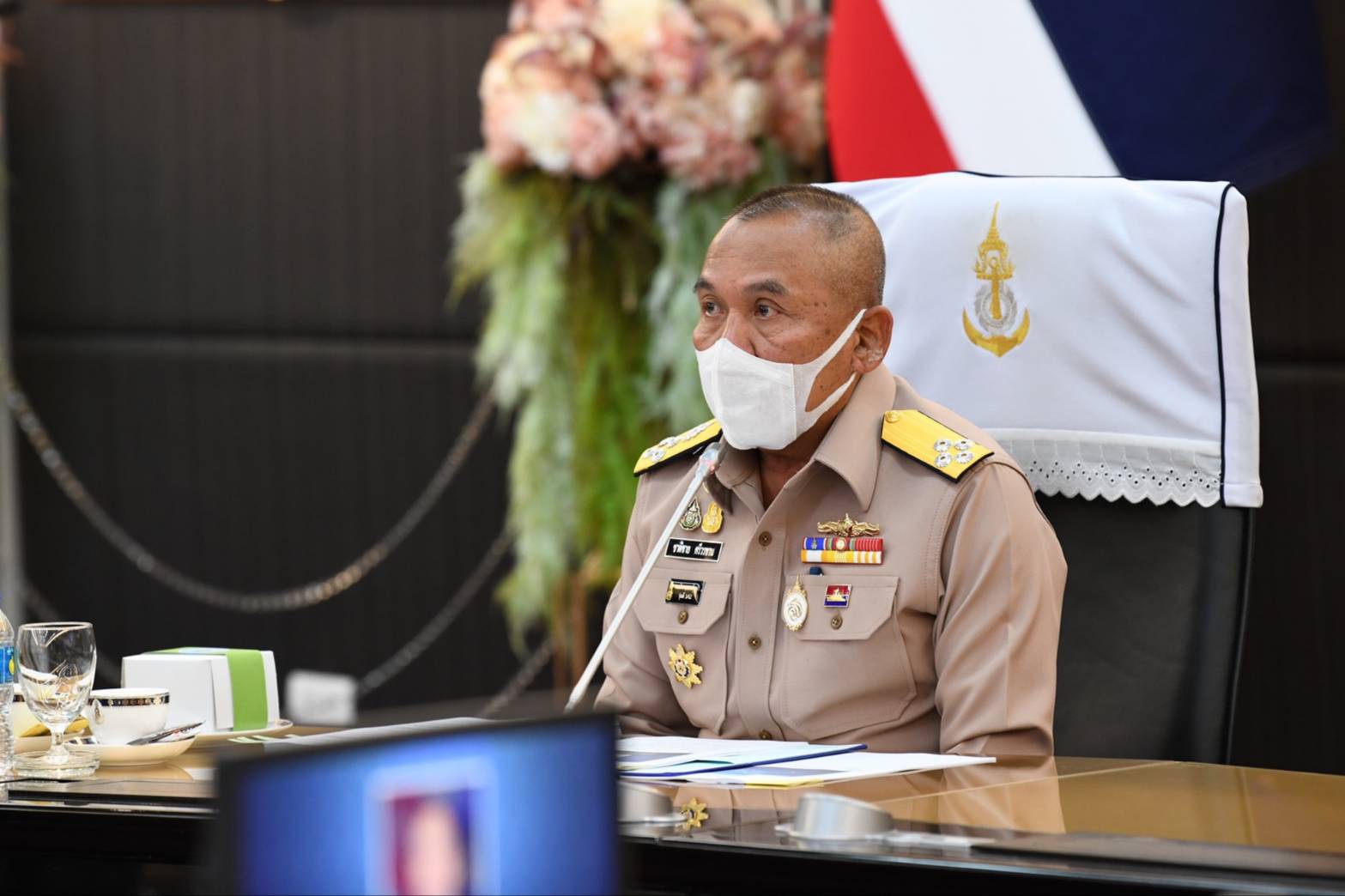  ผู้บัญชาการทหารเรือ ประชุมหัวหน้าหน่วยขึ้นตรงกองทัพเรือรับมือโควิด19