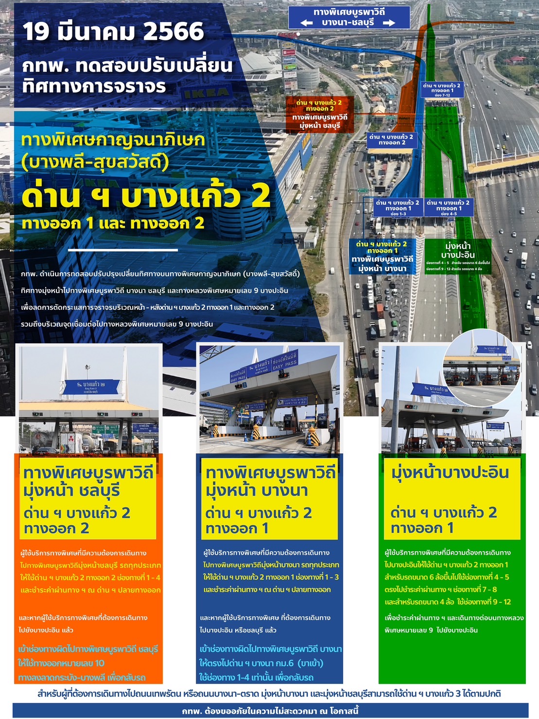 "กทพ." ทดสอบปรับเปลี่ยนการจราจรบนทางพิเศษกาญจนาภิเษก 19 มี.ค.นี้
