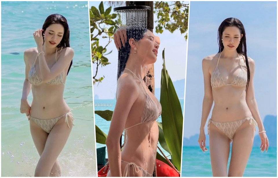 ทะเลเดือดจัด! "เกรซ กาญจน์เกล้า" สลัดผ้าสวมบิกินีผ้าไทย อวดผิวขาวโอโม่-หุ่นสับฉบับตัวแม่