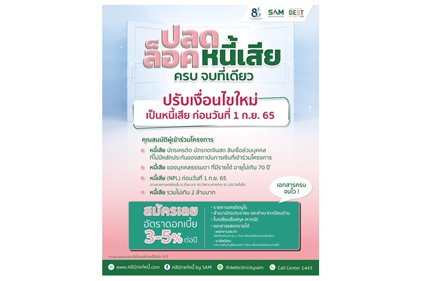 "ธปท." ปรับเกณฑ์คลินิกแก้หนี้ครอบคลุมลูกหนี้ก่อน 1 ก.ย.65 มีทางเลือกผ่อนชำระ 3 ทาง