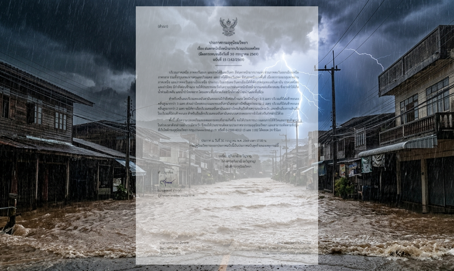 ด่วน! กรมอุตุฯ ประกาศฉบับสุดท้าย ยุติเตือนฝนตกหนักทั่วไทย แต่ยังเตือนหลายพื้นที่เสี่ยงน้ำท่วมฉับพลัน-น้ำป่าไหลหลาก คลื่นทะเลยังแรง