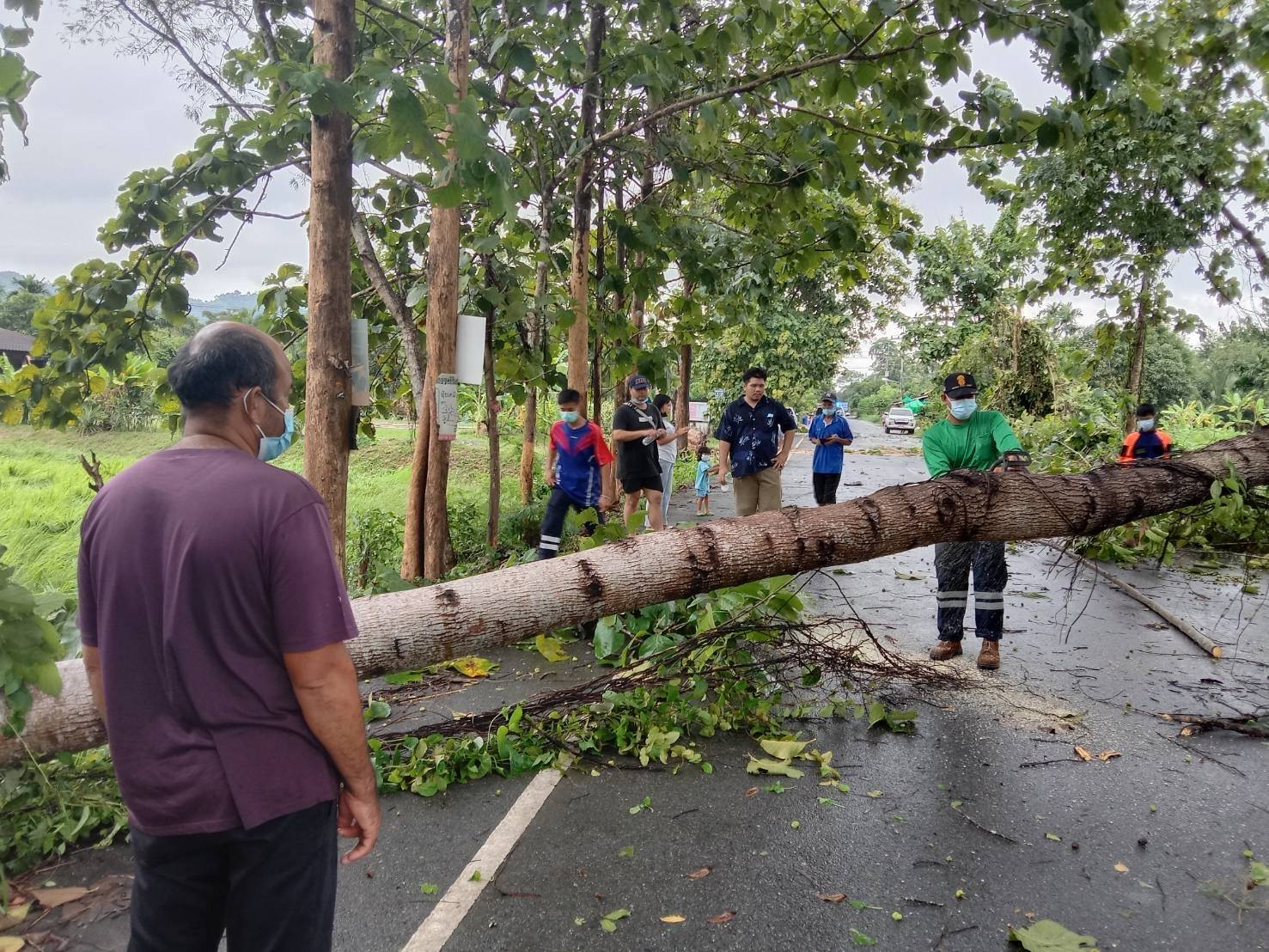  พายุลมฝนกระหน่ำ ตำบลเขาพระ บ้านเรือนเสียหาย  ต้นไม้หักขวางการจราจรหลายเส้นทาง 