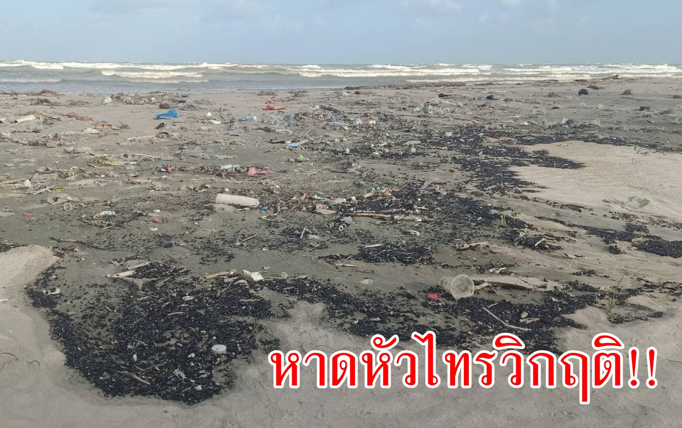 หาดหัวไทรวิกฤติ!! คลื่นหอบก้อนน้ำมัน-คราบน้ำมันลึกลับเกลื่อนชาวบ้านจี้หาต้นตอ