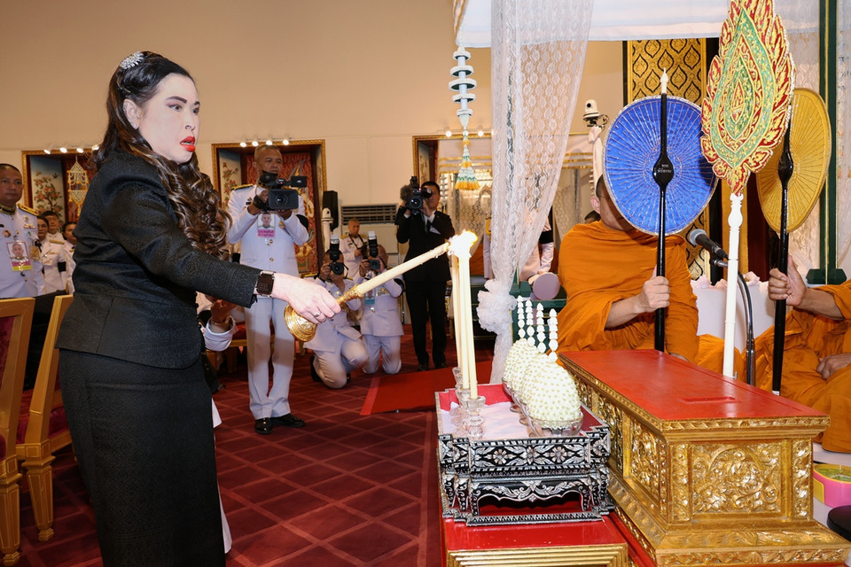 "กรมพระศรีสวางควัฒนฯ" ทรงบำเพ็ญพระราชกุศลพระพิธีธรรมสวดพระอภิธรรมพระศพ "เจ้าฟ้าพัชรกิติยาภาฯ"