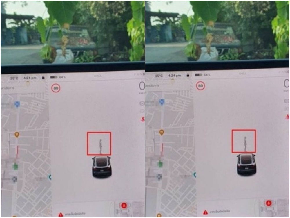 ชวนขนหัวลุก! หนุ่มขับรถ Tesla ผ่านต้นโพธิ์ เซ็นเซอร์ตรวจจับมีคนอยู่หน้ารถ ทั้งที่ไม่มี