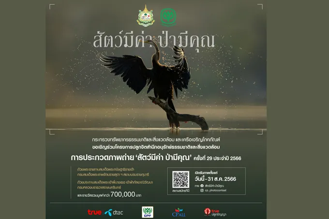 กระทรวงทรัพยากรฯ จับมือ เครือซีพี จัดประกวดภาพถ่าย ‘สัตว์มีค่า ป่ามีคุณ’ ครั้งที่ 29 ประจำปี 2566 ชิงรางวัลกว่า 700,000 บาท