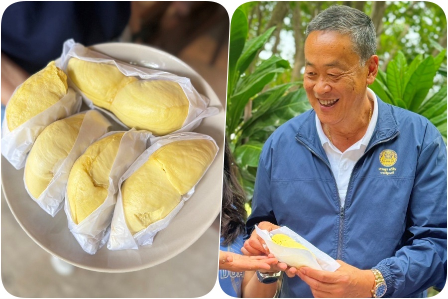 "นายกฯนิด" ชิม ทุเรียนทองผาภูมิ บอก เยี่ยมเลย! มีกลิ่นเฉพาะตัวที่ไม่ฉุน 