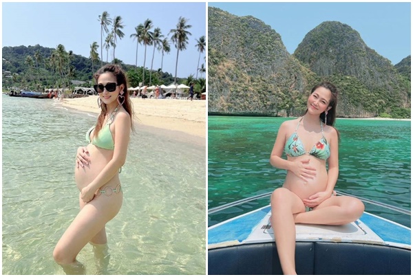 รับซัมเมอร์!! "น้ำหวาน พัสวี" ภรรยา "นาวิน ต้าร์" สวมบิกินีอวดท้องโต 4 เดือนเล่นน้ำทะเล ทำไอจีลุกเป็นไฟ