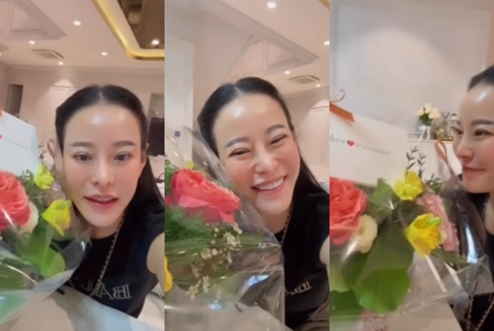 "หนิง ปณิตา" ยิ้มหวานหลัง "อั้ม พัชราภา" ส่งดอกไม้ให้กำลังใจ