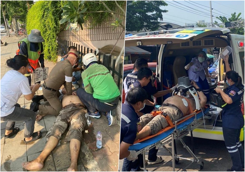 ทำดีต้องบอกต่อ!  สารวัตรจราจร สน.คันนายาว ทำ CPR ช่วยชีวิตชายนอนหมดสติบนฟุตปาธกลางแดด