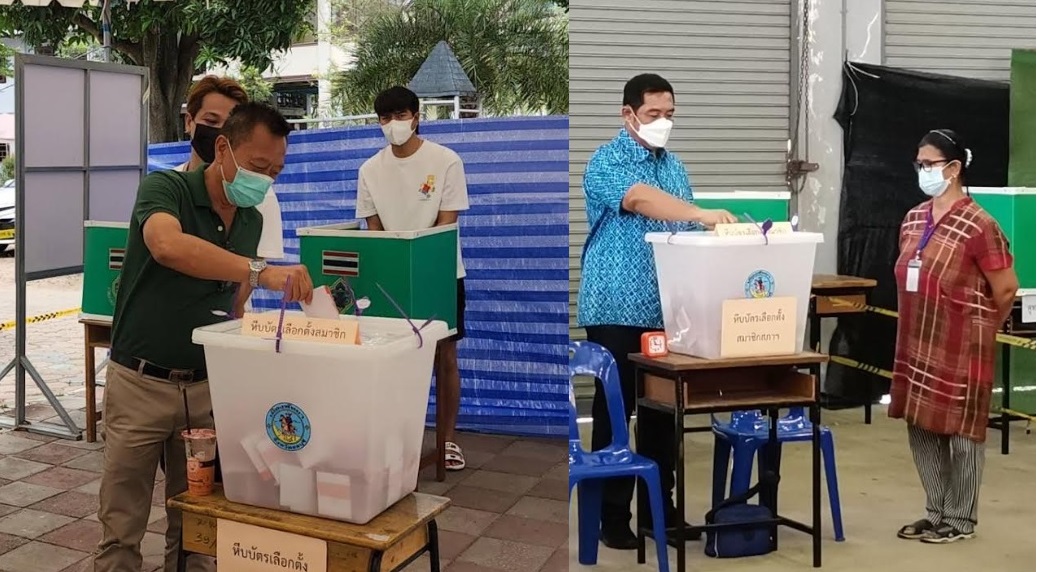 'สนธยา-นิรันดร์' ออกมาใช้สิทธิเลือกตั้งนายกฯเมืองพัทยา