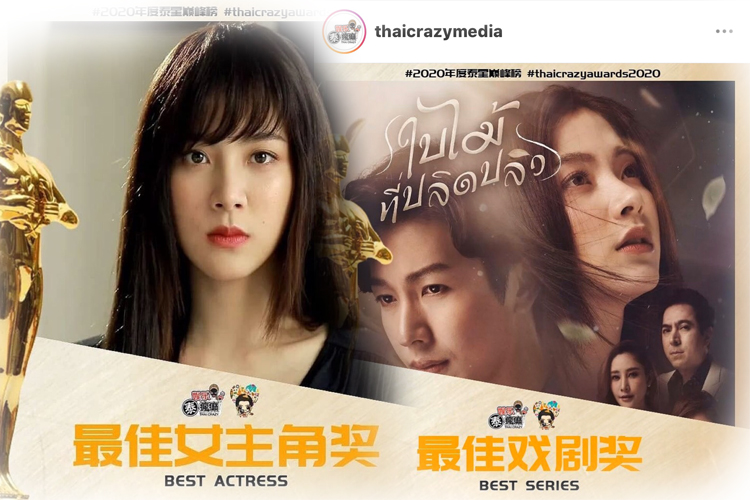 'ใบเฟิร์น พิมพ์ชนก'ดังไกลสื่อจีนแฟนละครเทใจโหวตคะแนนให้คว้ารางวัลนักแสดงนำหญิงยอดเยี่ยม