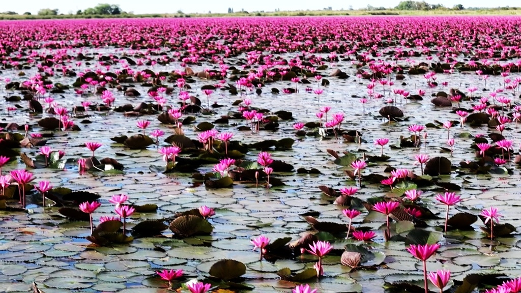 บานสะพรั่ง! "ทะเลบัวแดง" อ.กุมภวาปี พร้อมเปิดรับนักท่องเที่ยวแล้ว
