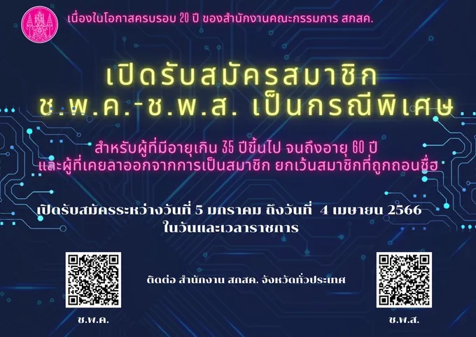  สกสค. เปิดรับสมัครสมาชิก ช.พ.ค. - ช.พ.ส. เป็นกรณีพิเศษ สำหรับผู้ที่มีอายุเกิน 35 ปีขึ้นไป 
