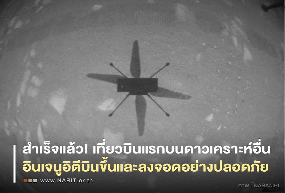 “อินเจนูอิตี” ฮ.ลำแรกเที่ยวบินประวัติศาสตร์                          เบิกทางสำรวจดาวเคราะห์