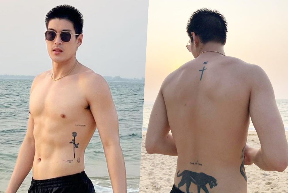 "กระทิง ขุนณรงค์" โชว์รอยสักอวดหุ่มเฟิร์มริมหาด