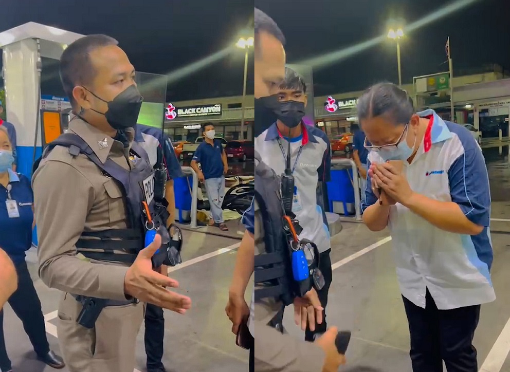 ตร.บางพลีหัวใจงามจ่ายค่าน้ำมันแทนเด็กปั๊ม  หลังลูกค้าสแกนเงินค่าน้ำมันผิดบัญชี
