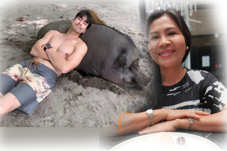 'แม่แก้ว'เปิดภาพ'ณเดชน์'สุดชิล นอนหนุนหมูเกาะมัดสุม