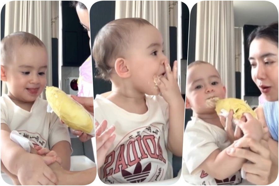 "ไอซ์ อภิษฎา" อวดโมเมนต์น่ารักลูกสาว "น้องเลอา" หม่ำทุเรียนครั้งแรก 