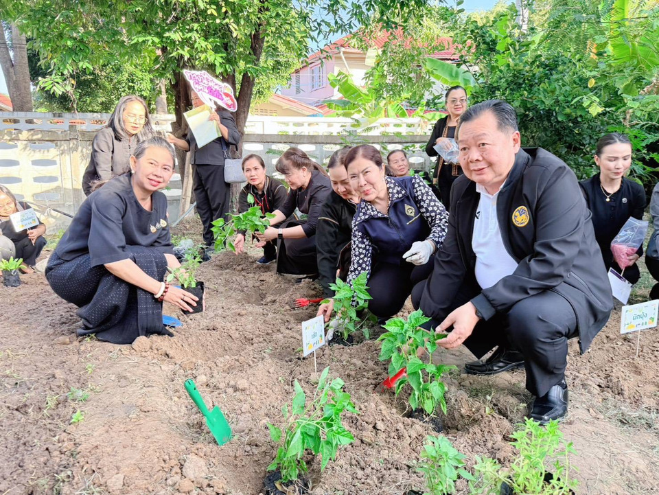 "รองผู้ว่าฯ ศรีสะเกษ" ลุยปลูกผักสวนครัว ดัน "ผู้นำต้องทำก่อน" ขับเคลื่อนชุมชนสู่ความมั่นคงทางอาหาร