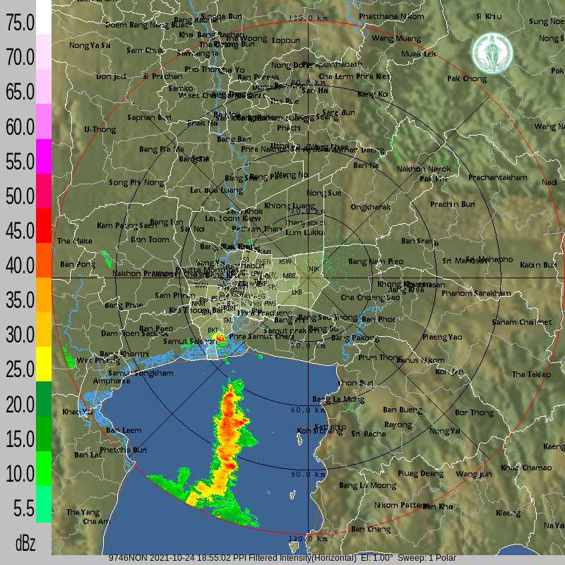 กทม.ฝนปานกลางเขตบางขุนเทียน เคลื่อนทิศตต.