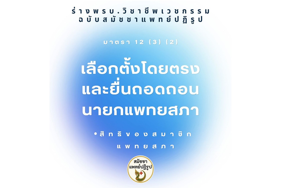 "ประชาคมแพทย์" รวมพลัง 1 หมื่นชื่อ เสนอร่าง พรบ.วิชาชีพเวชกรรมใหม่ เปิดทางแพทย์เลือก-ถอดนายกแพทยสภาได้