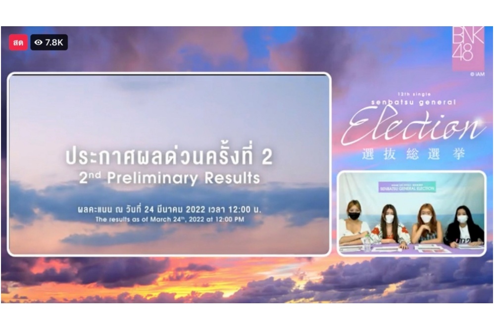 iAM ประกาศ 48 อันดับ ผลด่วนครั้งที่ 2 BNK48 12th Single Senbatsu General Election ครั้งที่ 3