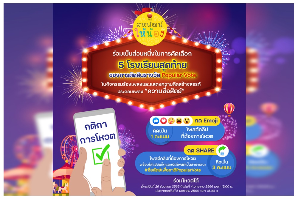 รายการสหพัฒน์ให้น้อง และซื่อสัตย์เพื่อชาติ ชวนโหวตหาผู้ชนะ 