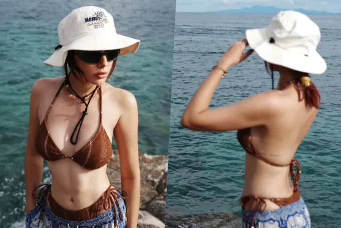 “แซมมี่” เสิร์ฟบิกินีท่อนบนสุดซี๊ด ปล่อยช็อตเด็ดริมทะเล