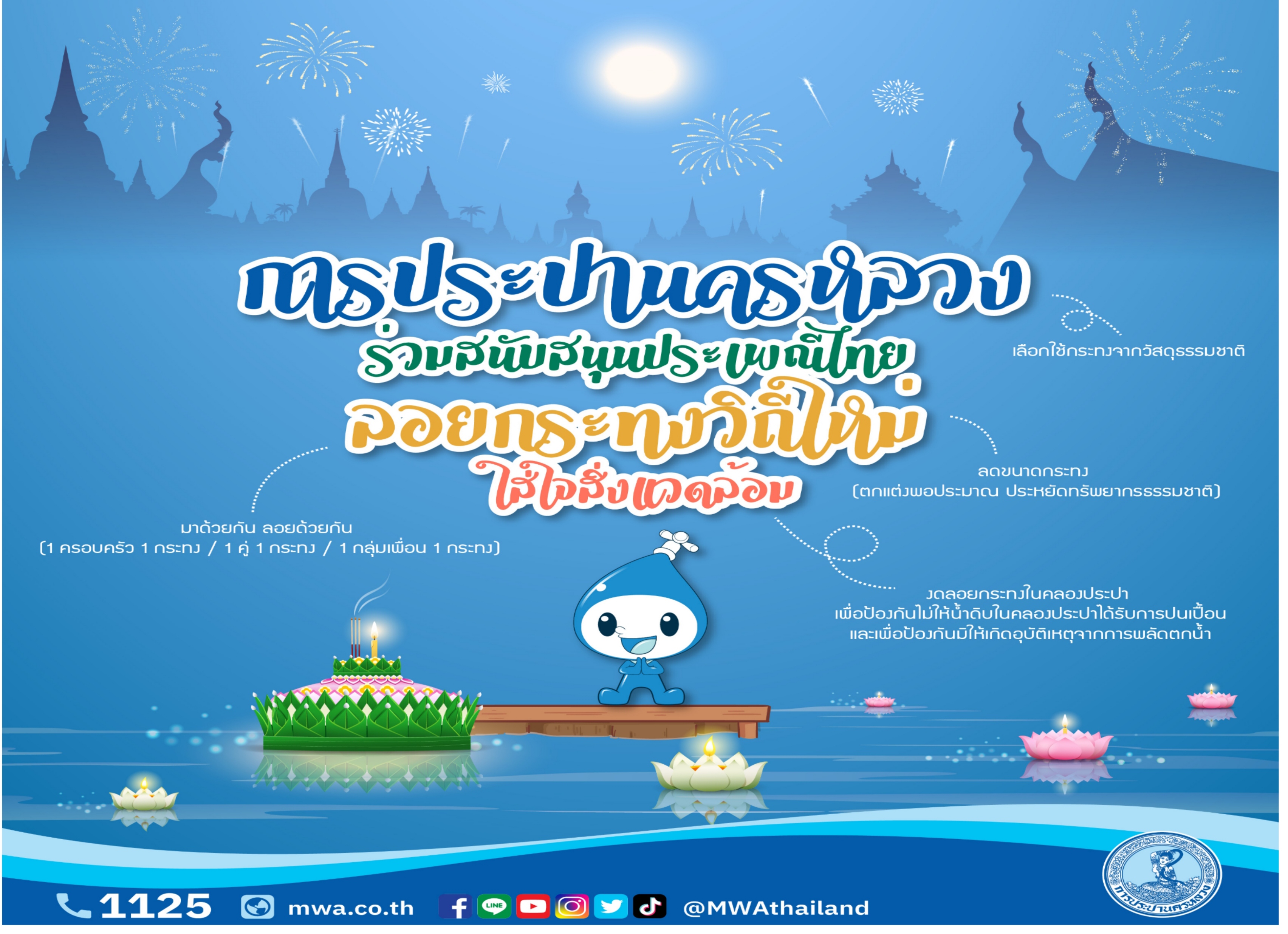กปน.ขอปชช.อย่า!! ลอยกระทงในคลองประปา ชี้ผิดกฎหมาย