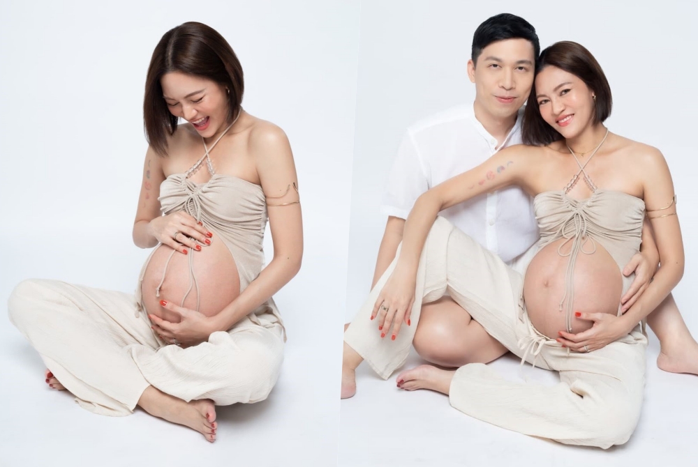 โมเมนต์อบอุ่น! "แพท วงเคลียร์" อุ้มท้องโตอวดแฟชั่นใกล้คลอด