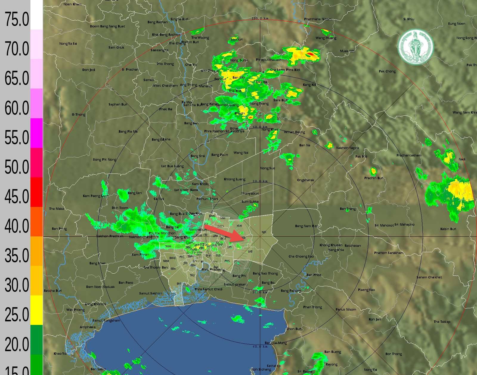 มาตามนัด! ฝนกระจายทั่ว กทม.ทั้งบางกอกน้อย บางพลัด พระนคร ราชเทวี บางกะปิ เคลื่อนตัวทิศตะวันออกเฉียงใต้ แนวโน้มคงที่