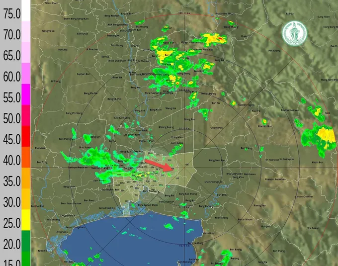 มาตามนัด! ฝนกระจายทั่ว กทม.ทั้งบางกอกน้อย บางพลัด พระนคร ราชเทวี บางกะปิ เคลื่อนตัวทิศตะวันออกเฉียงใต้ แนวโน้มคงที่