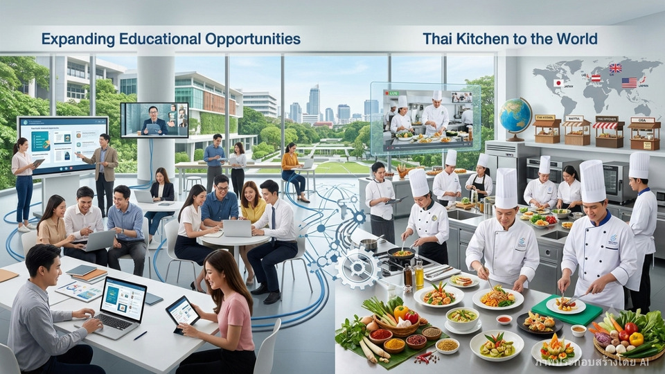 ขยายโอกาสการศึกษา” & “ครัวไทยสู่ครัวโลก” : ฐานเพื่อการบริหาร มสด. ในวันนี้