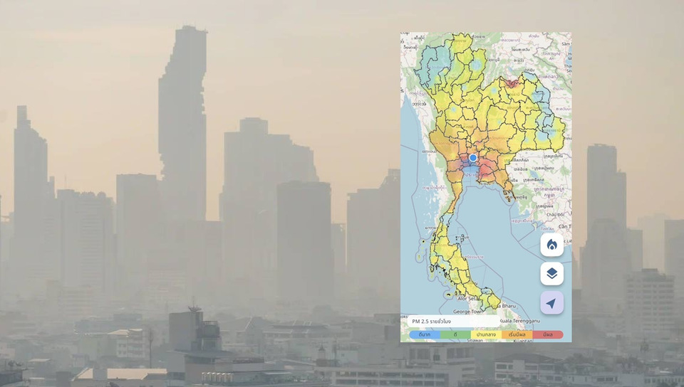 กทม.จมฝุ่น! GISTDA เผย PM2.5 แดง 49 เขต